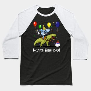 Birthday Shark Riding Dinosaur Baseball T-Shirt